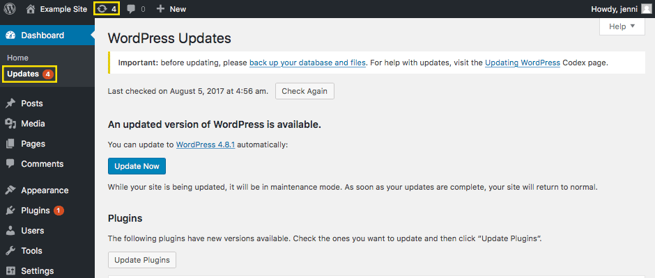 wordpress-updates-page